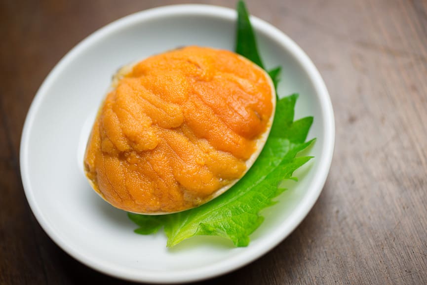 Grilled sea urchin in a shell